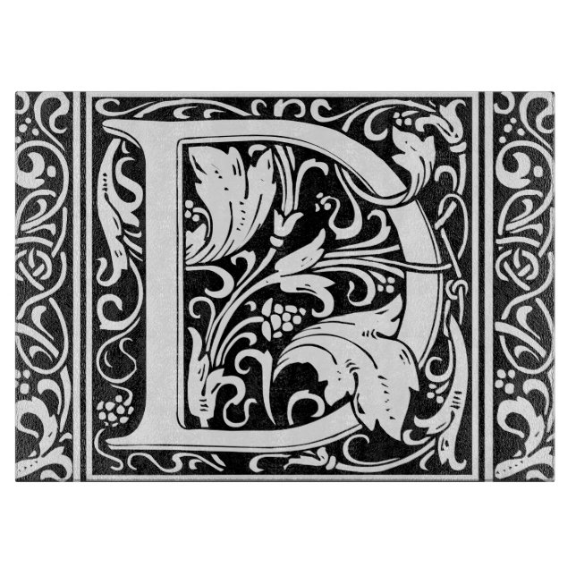 Tabla De Cortar Letra D Monograma medieval Art Nouveau (Anverso)