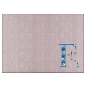 Tabla De Cortar Letra F(azul) del patrón de flor