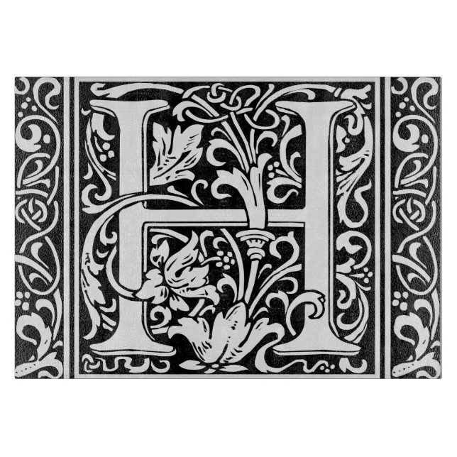 Tabla De Cortar Letra H Monograma medieval Art Nouveau (Anverso)