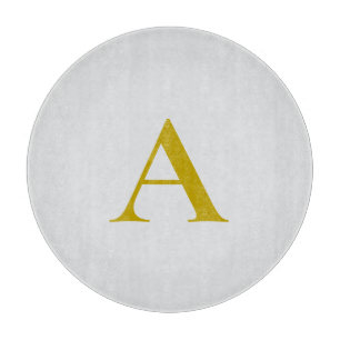 Tabla De Cortar Letra Inicial de Monograma Personalizado Color Oro