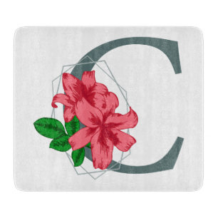 Tabla De Cortar Letra mayúscula C monograma floral