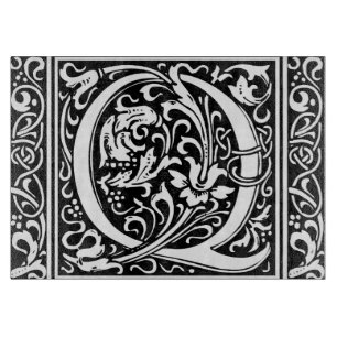 Tabla De Cortar Letra Q Monograma Medieval Art Nouveau