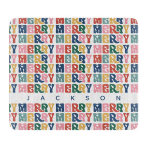 Tabla De Cortar Letra retro burbuja Navidades Personalizados de la