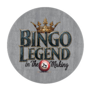 Tabla De Cortar Leyenda del Bingo Coronada en Tipografía Retro Dor