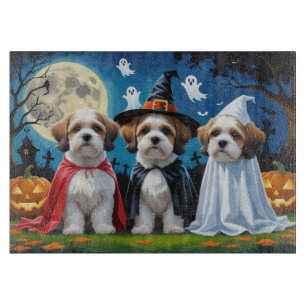 Tabla De Cortar Lhasa Apso Dogs Pumpkin Halloween Funny