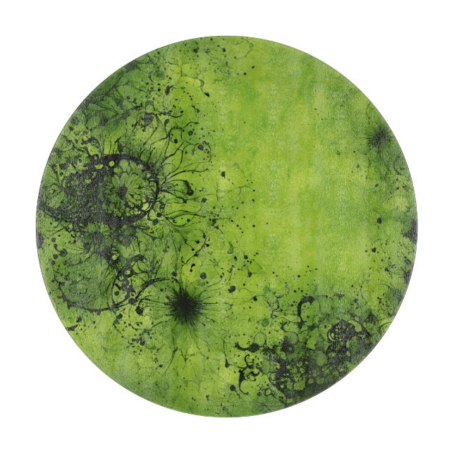 Tabla De Cortar Lima Verde Grunge con Acentos Negros (Anverso)