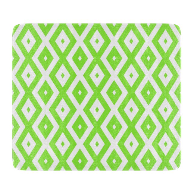 Tabla De Cortar Lime green and white diamond pattern (Anverso)