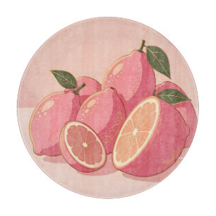 Tabla De Cortar Limón Rosa Moderno Femenino Cítrico