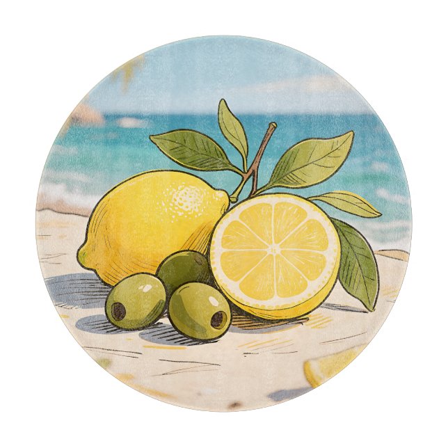 Tabla De Cortar Limon Soleado Oliva Fresco de la Costa (Anverso)