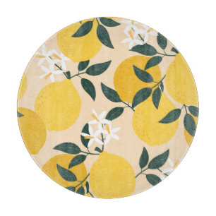 Tabla De Cortar Limón Vintage: Textura de fruta sin foco.