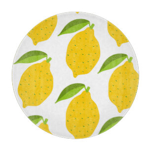 Tabla De Cortar Limones amarillos, patrón artístico sin costura.