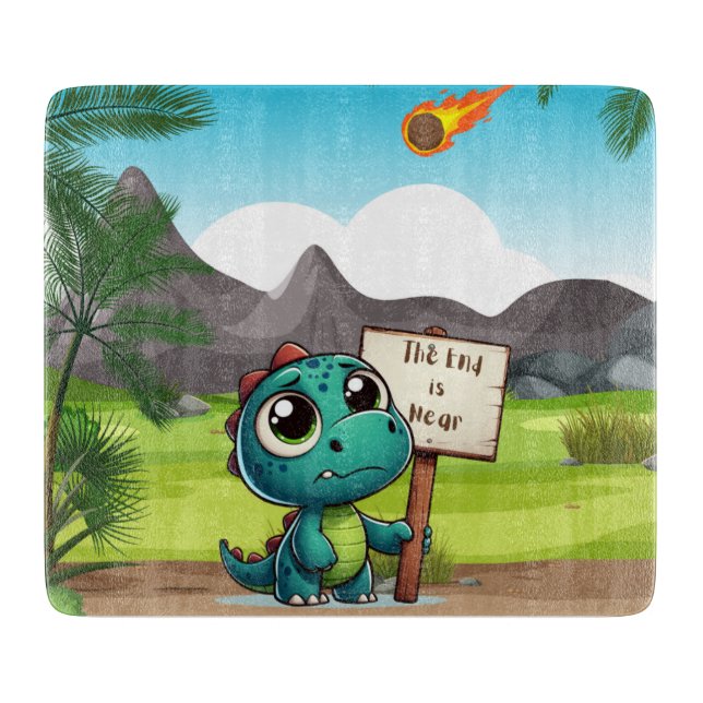 Tabla De Cortar lindo, divertido dinosaurio (Anverso)