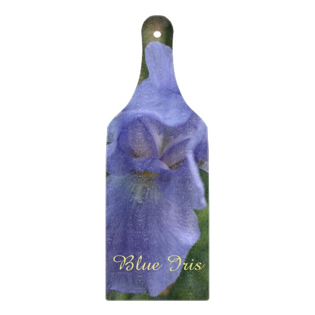 Tabla De Cortar Lindo Iris Floral Azul  (Anverso)