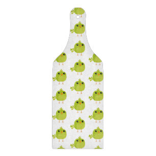 Tabla De Cortar Lindo Pájaro Verde Dibujo Animado