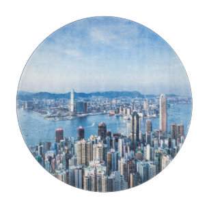 Tabla De Cortar Línea costera Tsim Sha Tsu, isla de Hong Kong, A