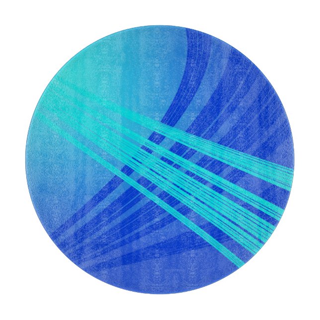 Tabla De Cortar Líneas abstractas azules y Verde azuladas (Anverso)