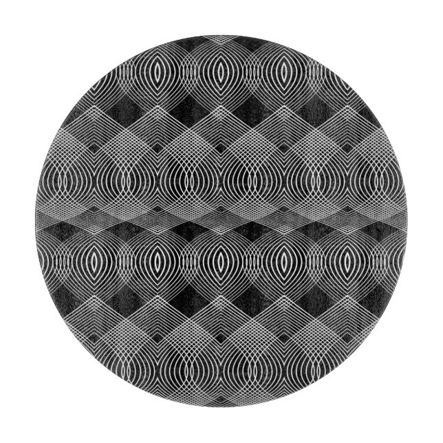 Tabla De Cortar Líneas monocromáticas: diseño abstracto texturizad (Anverso)