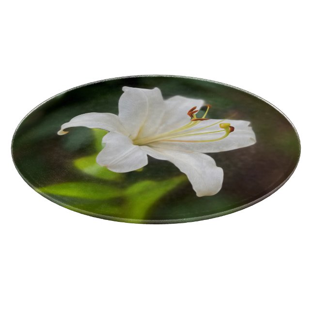 Tabla De Cortar Lirio blanco brillante (Borde)