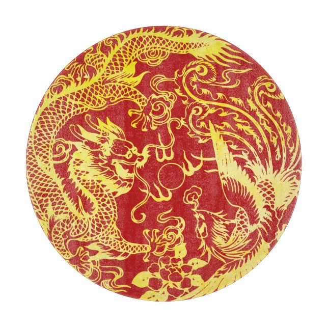 Tabla De Cortar Logo de Dragon phoenix Chinese boda (Anverso)