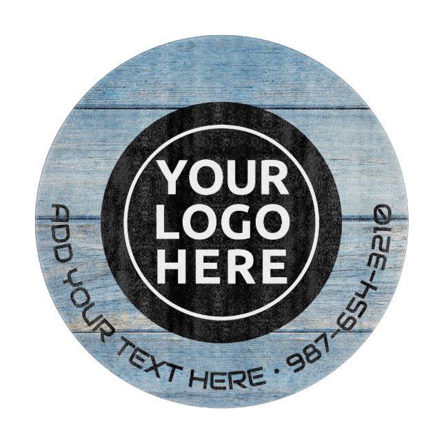 Tabla De Cortar LOGO Y TEXTO | Personalizado Business Glass Cuttin (Anverso)