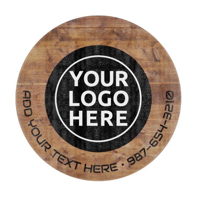 Tabla De Cortar LOGO Y TEXTO | Personalizado Business Glass Cuttin (Anverso)