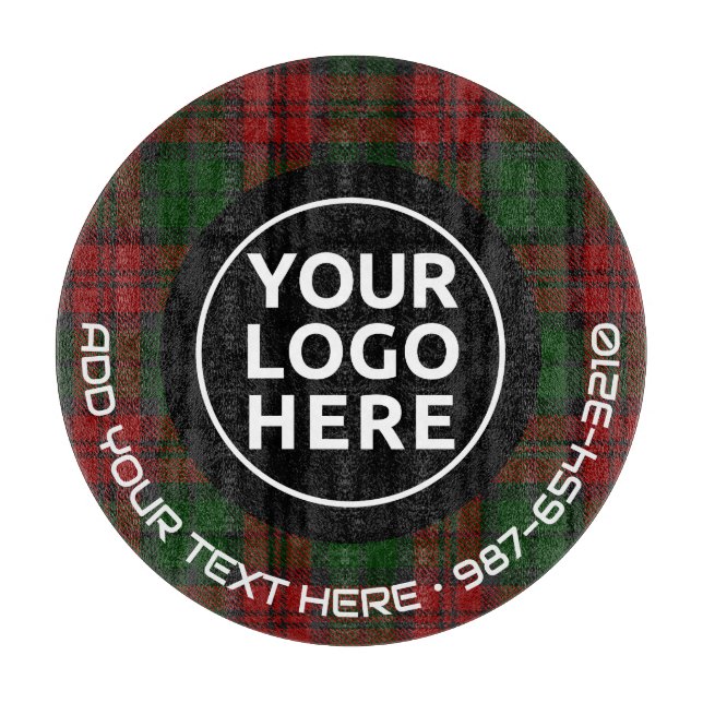 Tabla De Cortar LOGO Y TEXTO | Personalizado Business Glass Cuttin (Anverso)