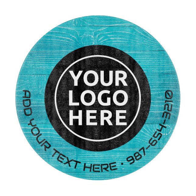 Tabla De Cortar LOGO Y TEXTO | Personalizado Business Glass Cuttin (Anverso)