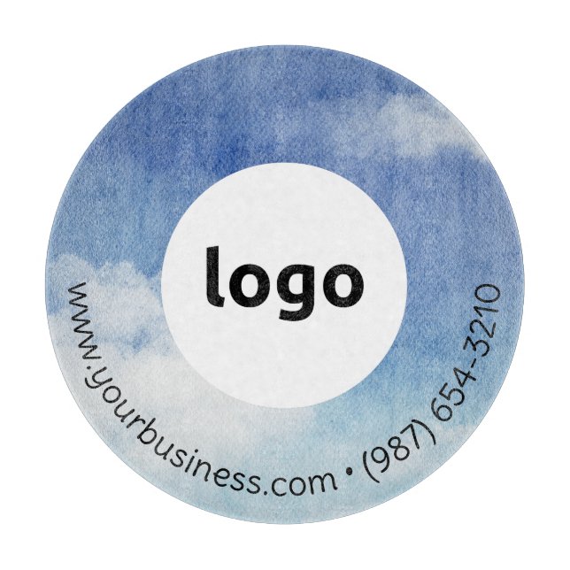 Tabla De Cortar LOGO Y TEXTO | Personalizado Business Glass Cuttin (Anverso)