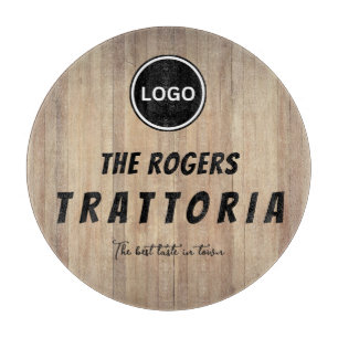 Tabla De Cortar Logotipo de negocio de madera rústica Trattoria