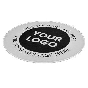 Tabla De Cortar Logotipo empresarial y texto editable Blanco y neg