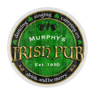 Tabla De Cortar Logotipo irlandés personalizado, redondo del Pub