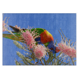 Tabla De Cortar Lorikeet Arcoíris Colorido Comiendo Néctar