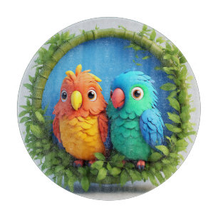 Tabla De Cortar Loros de Dibujos Animados Coloridos