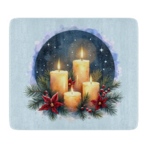 Tabla De Cortar Los navidades lucen velas con Poinsettias