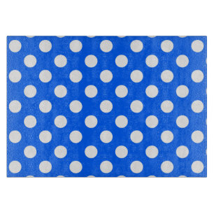 Tabla De Cortar Los puntos de polka blanco sobre el azul real