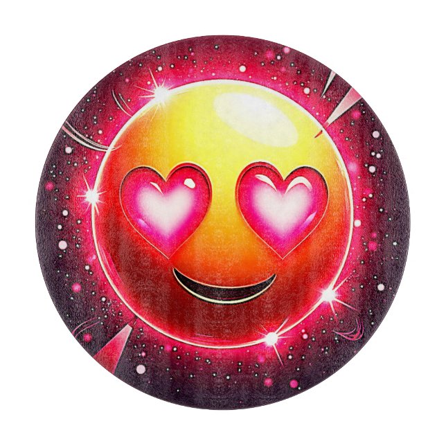 Tabla De Cortar Love Sparkle Emoji Hearts (Anverso)