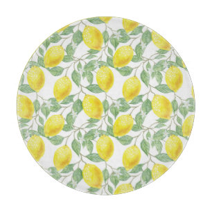 Tabla De Cortar Lovely Lemons Amarillo y Verde Patrón Campestre