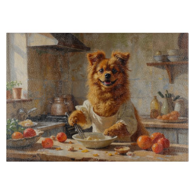 Tabla De Cortar Lowchen Cocinando en la Cocina (Anverso)