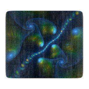 Tabla De Cortar Luces de fantasía Resumen Fractal amarillo verde a