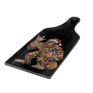 Tabla De Cortar Luces de Navidad de Santa Bigfoot Rock Divertido