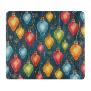 Tabla De Cortar Luces de Navidad vintage y coloridas decoran
