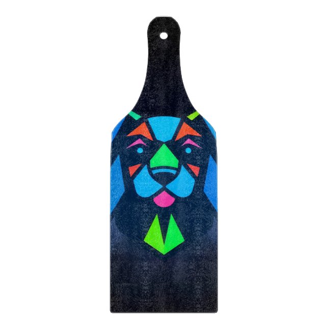 Tabla De Cortar Luces de neón perro azul (Anverso)
