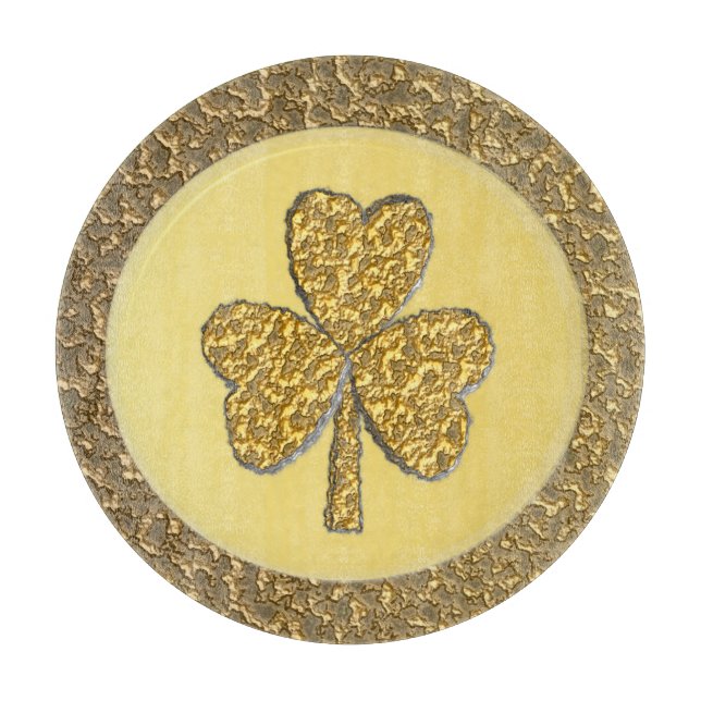 Tabla De Cortar Lucky Irish Shamrock Gold Coin (Anverso)