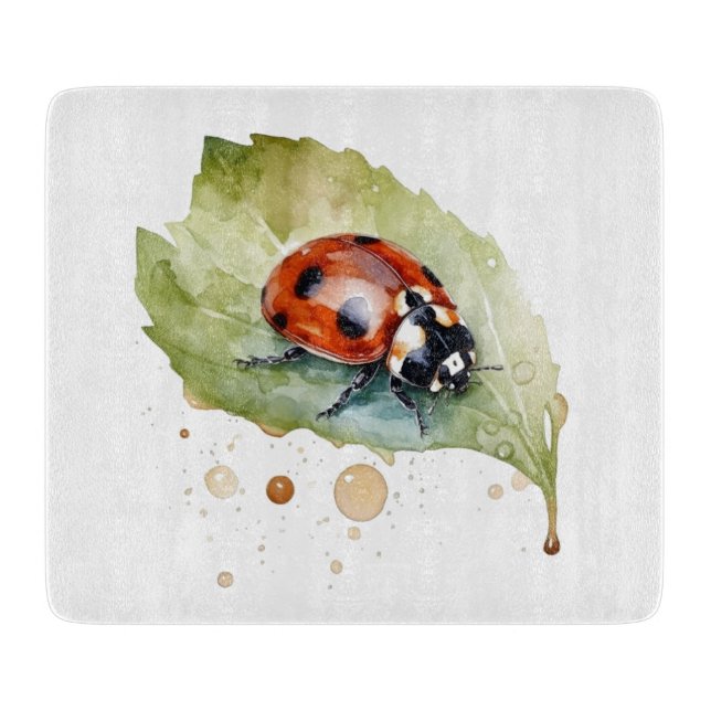 Tabla De Cortar Lucky Ladybug en Leaf (Anverso)