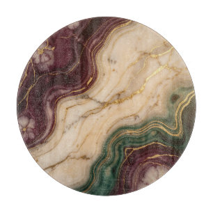 Tabla De Cortar Lujo Burgundy Esmeralda Verde Mármol Floral 