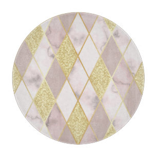 Tabla De Cortar Lujoso Marble Golden Geométrico
