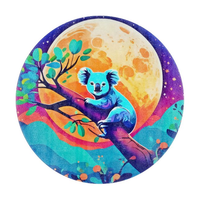 Tabla De Cortar Luna vibrante de koala (Anverso)