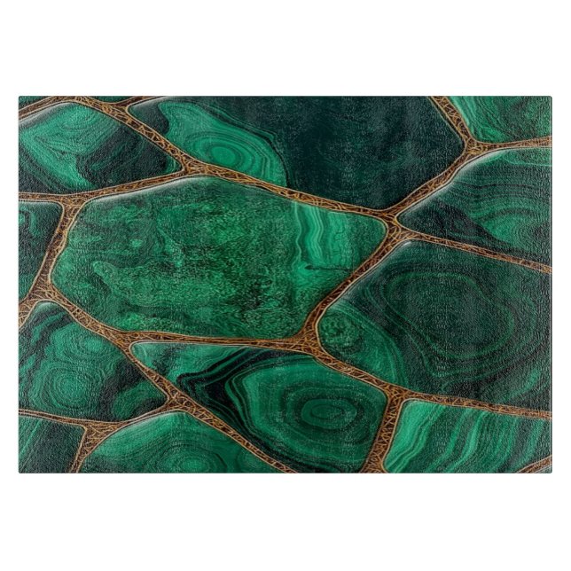 Tabla De Cortar Luxury Emerald Malachite Green Marble Abstract (Anverso)