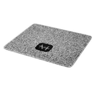 Tabla De Cortar Luz gris plateada brillo destellos Monograma