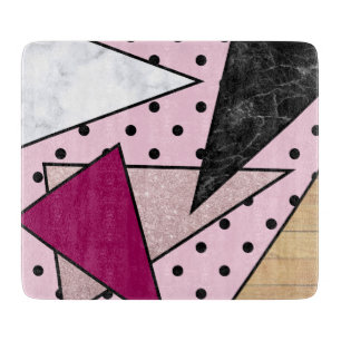Tabla De Cortar Madera color de rosa geométrica elegante del